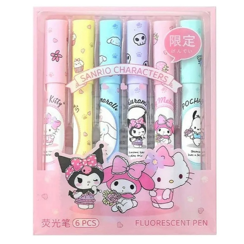 Sanrio 6 Piece Fluorescent Pens